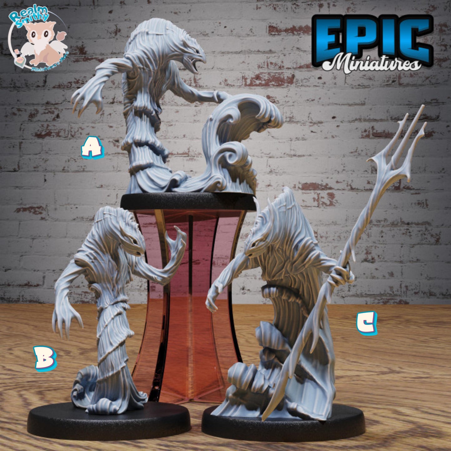 Water Elemental Bundle (Medium) | Premium DnD Minis | High Quality Resin Miniature | Waves, Beast, Trident, Dungeons and Dragons