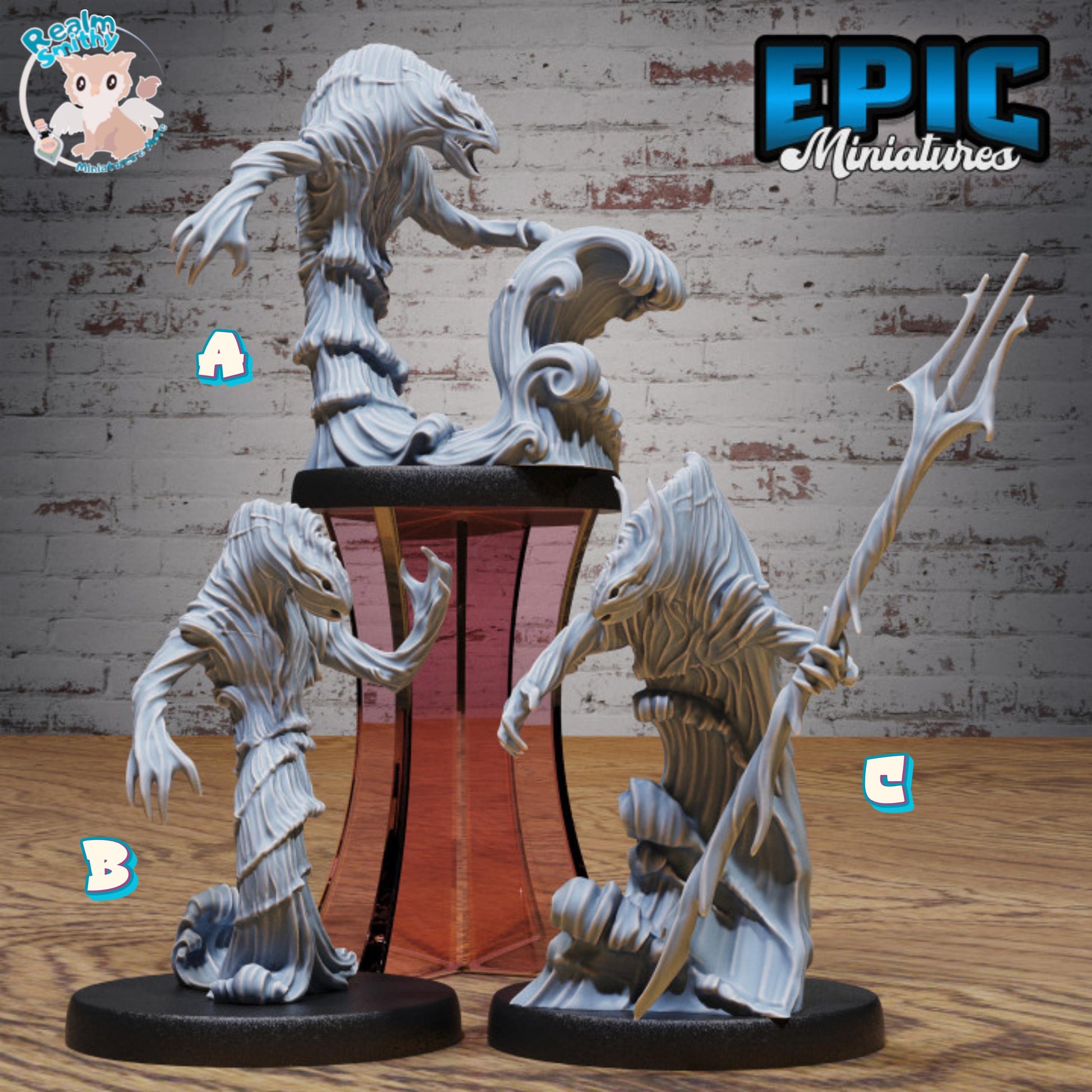 Water Elemental Bundle (Medium) | Premium DnD Minis | High Quality Resin Miniature | Waves, Beast, Trident, Dungeons and Dragons