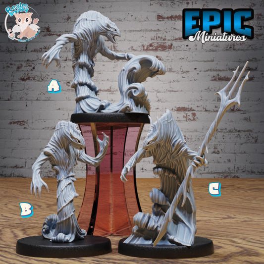 Water Elemental Bundle (Medium) | Premium DnD Minis | High Quality Resin Miniature | Waves, Beast, Trident, Dungeons and Dragons