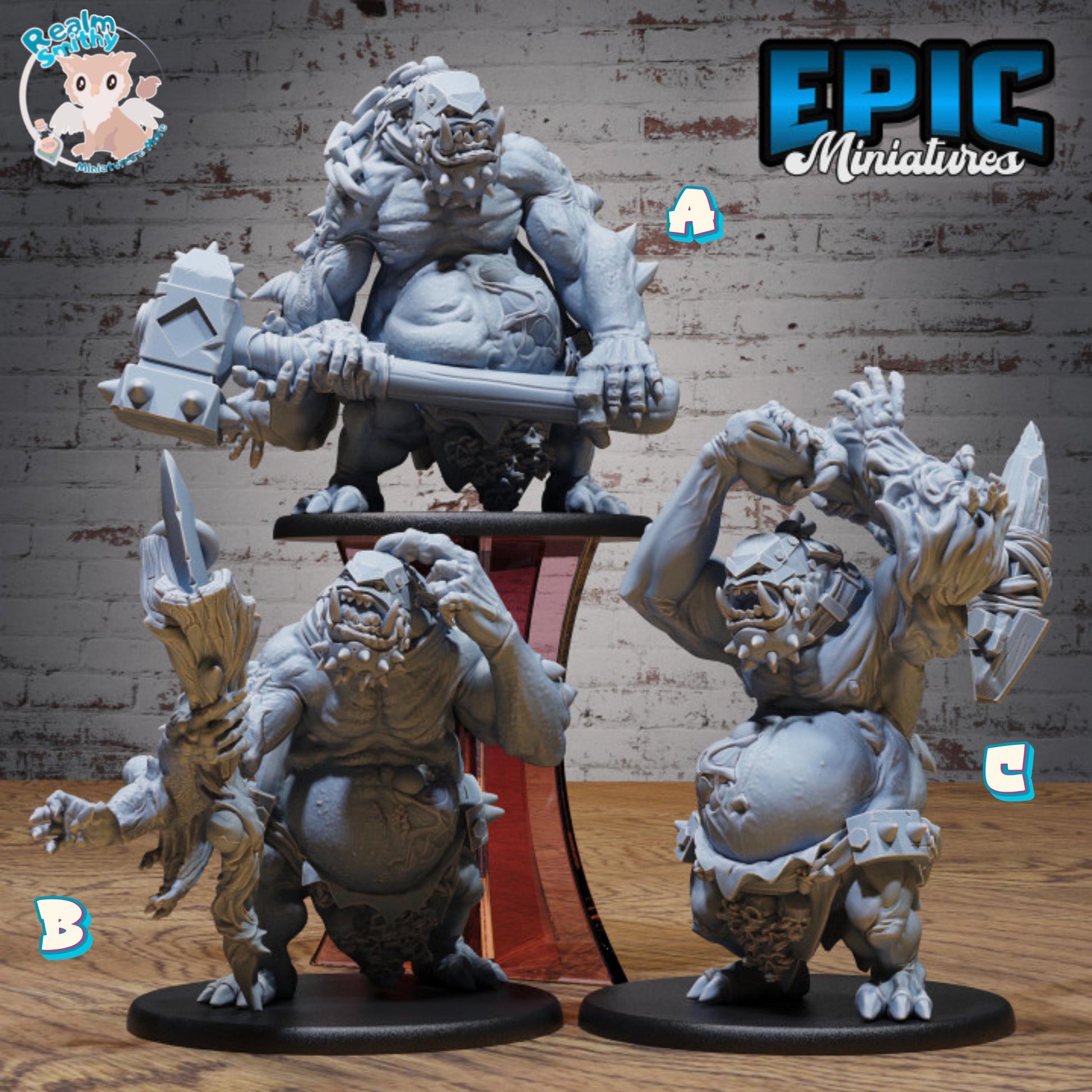 Troll Mutant (Large) Bundle | Premium DnD Minis | High Quality Resin Miniature | Fantasy, Axe, Chains, Confused, Dumb, Beast