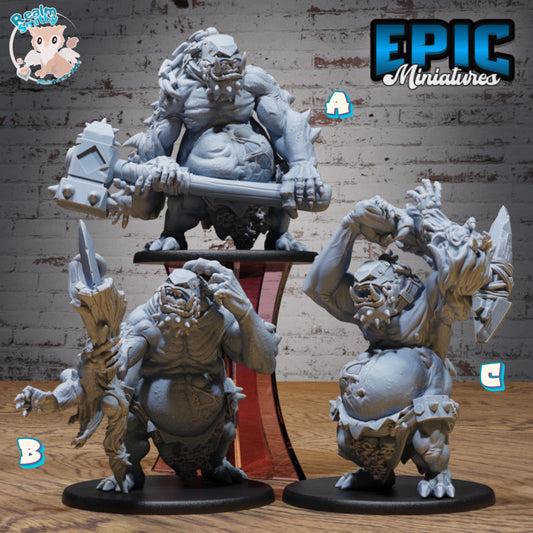 Troll Mutant (Large) Bundle | Premium DnD Minis | High Quality Resin Miniature | Fantasy, Axe, Chains, Confused, Dumb, Beast