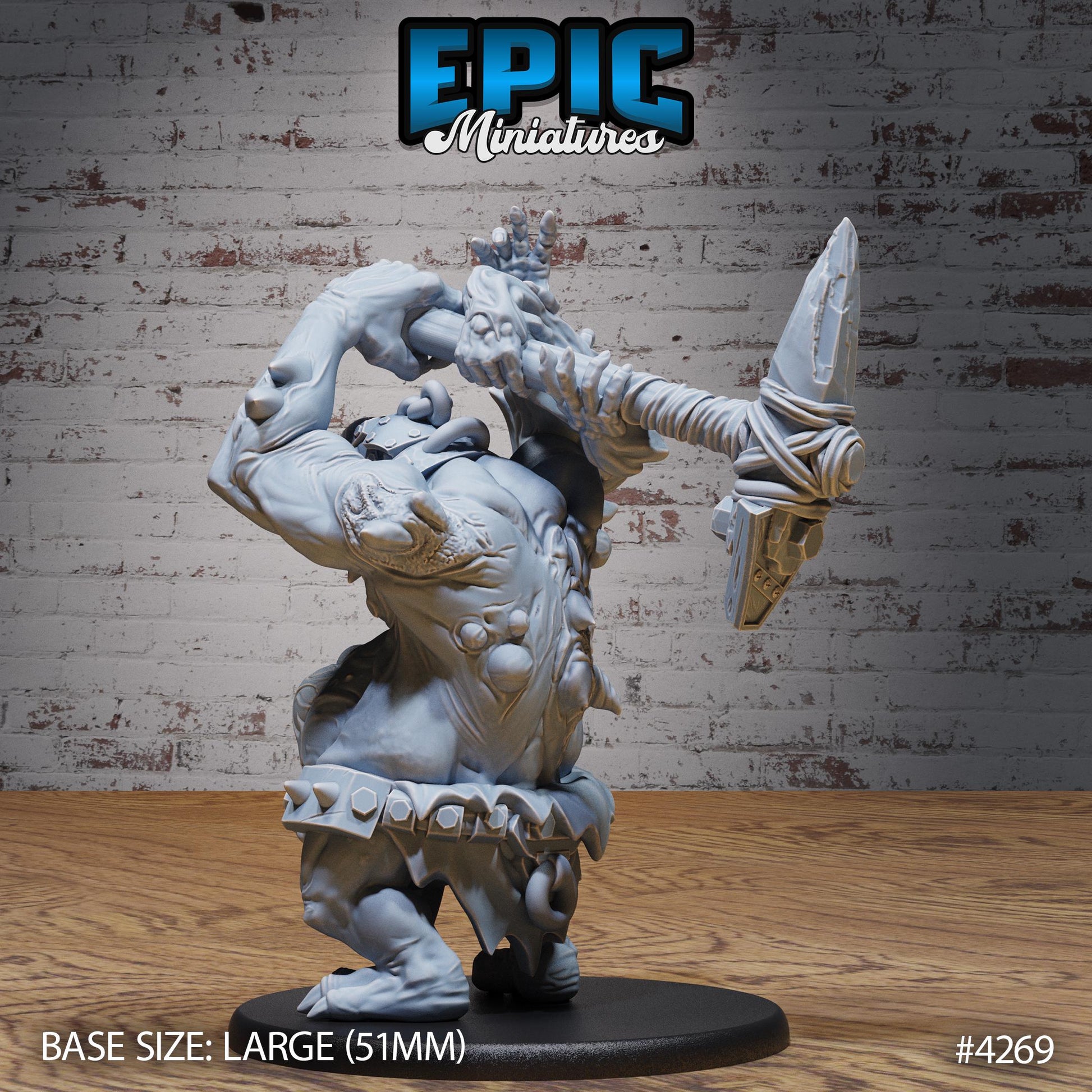Troll Mutant (Large) Bundle | Premium DnD Minis | High Quality Resin Miniature | Fantasy, Axe, Chains, Confused, Dumb, Beast