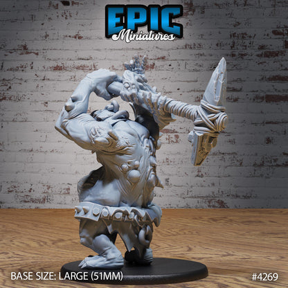 Troll Mutant (Large) Bundle | Premium DnD Minis | High Quality Resin Miniature | Fantasy, Axe, Chains, Confused, Dumb, Beast