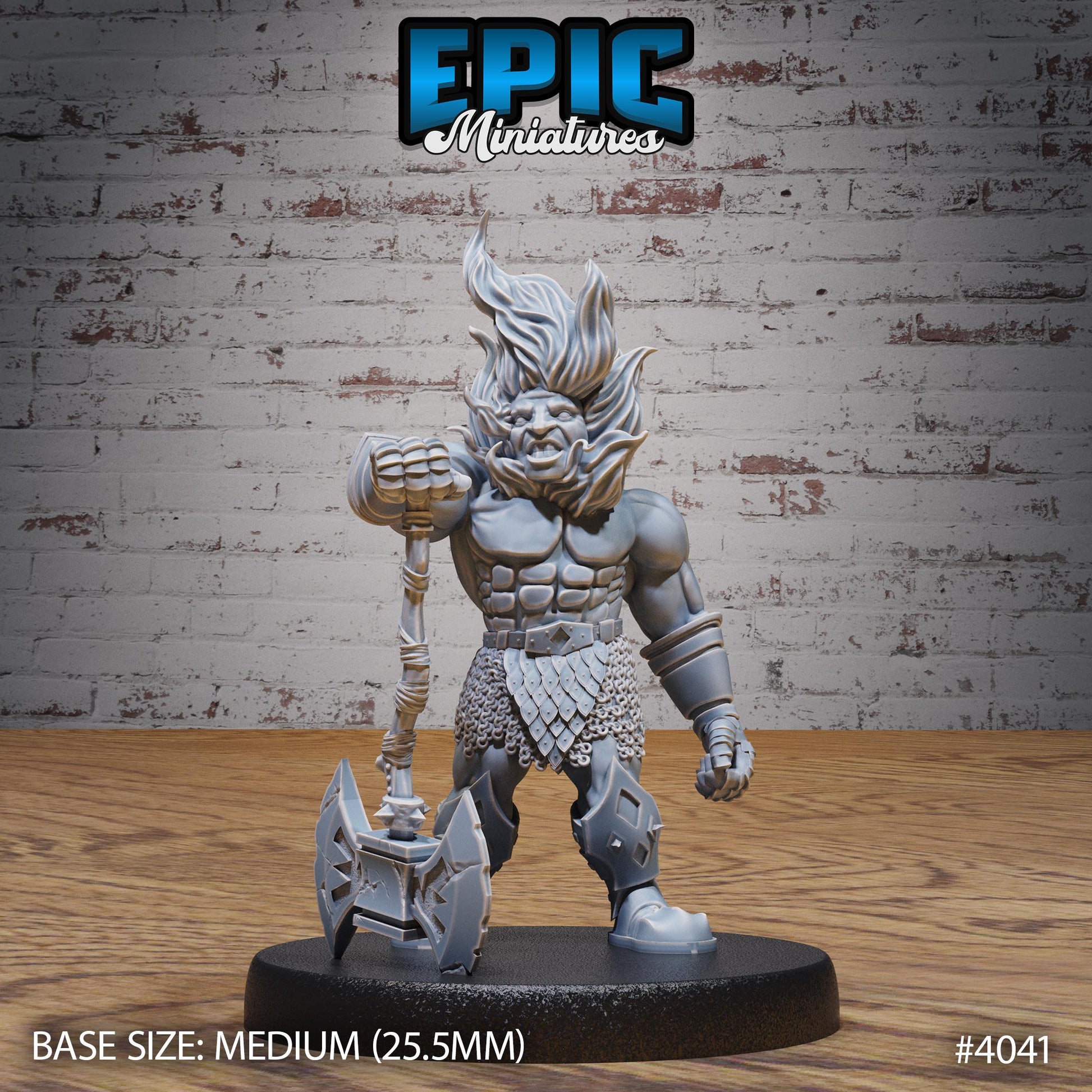 Fire Dwarf Miniature (Medium) | Premium DnD Minis High Quality Resin | Fantasy | Sitting, Attack, Flames, Hair, Fighter, Shield, Gnome