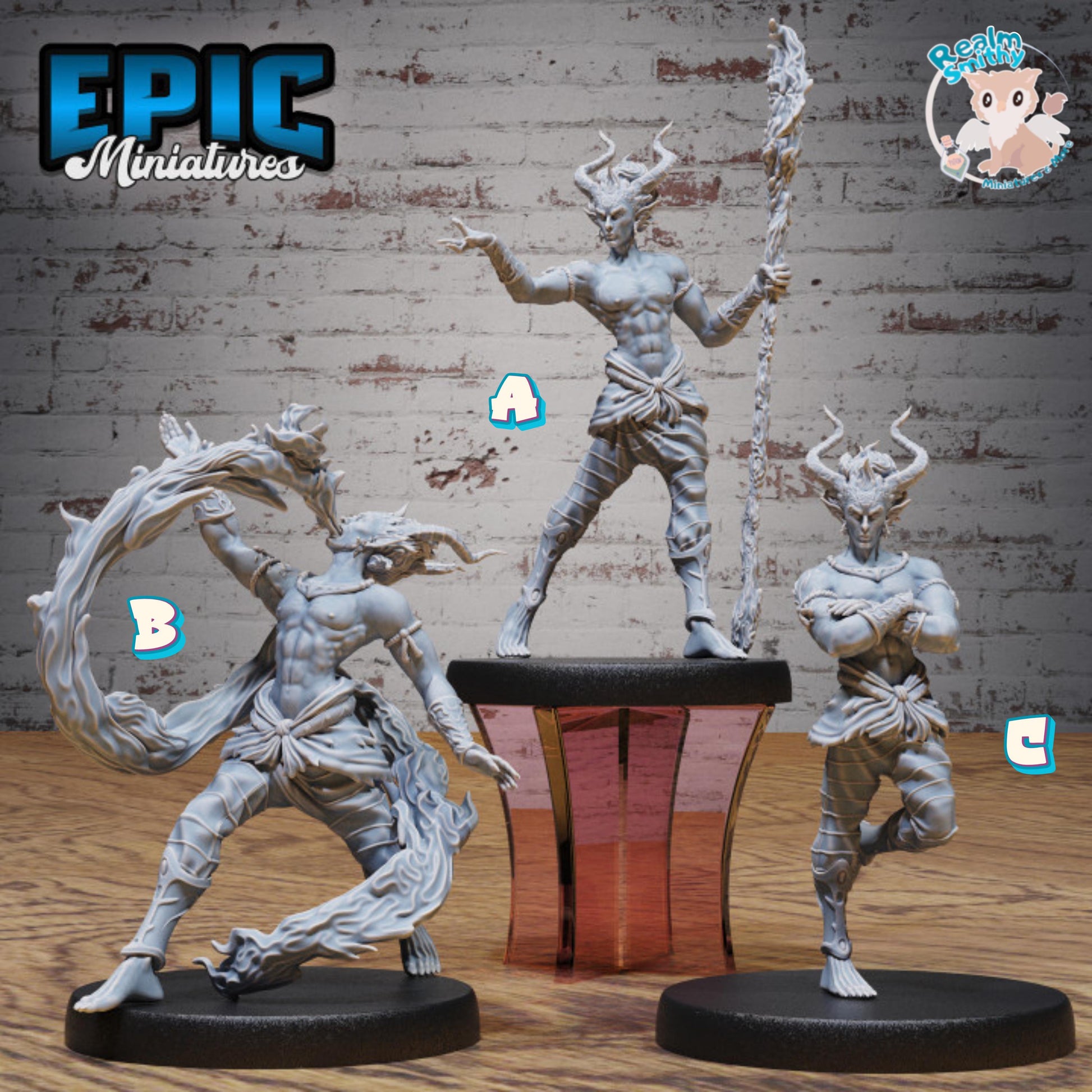 Young Efreeti Miniature (Medium) | Premium DnD Minis High Quality Resin | Fantasy | Elemental, Water, Mockery, Tiefling, Male, Genasi, Monk