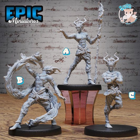 Young Efreeti Miniature (Medium) | Premium DnD Minis High Quality Resin | Fantasy | Elemental, Water, Mockery, Tiefling, Male, Genasi, Monk