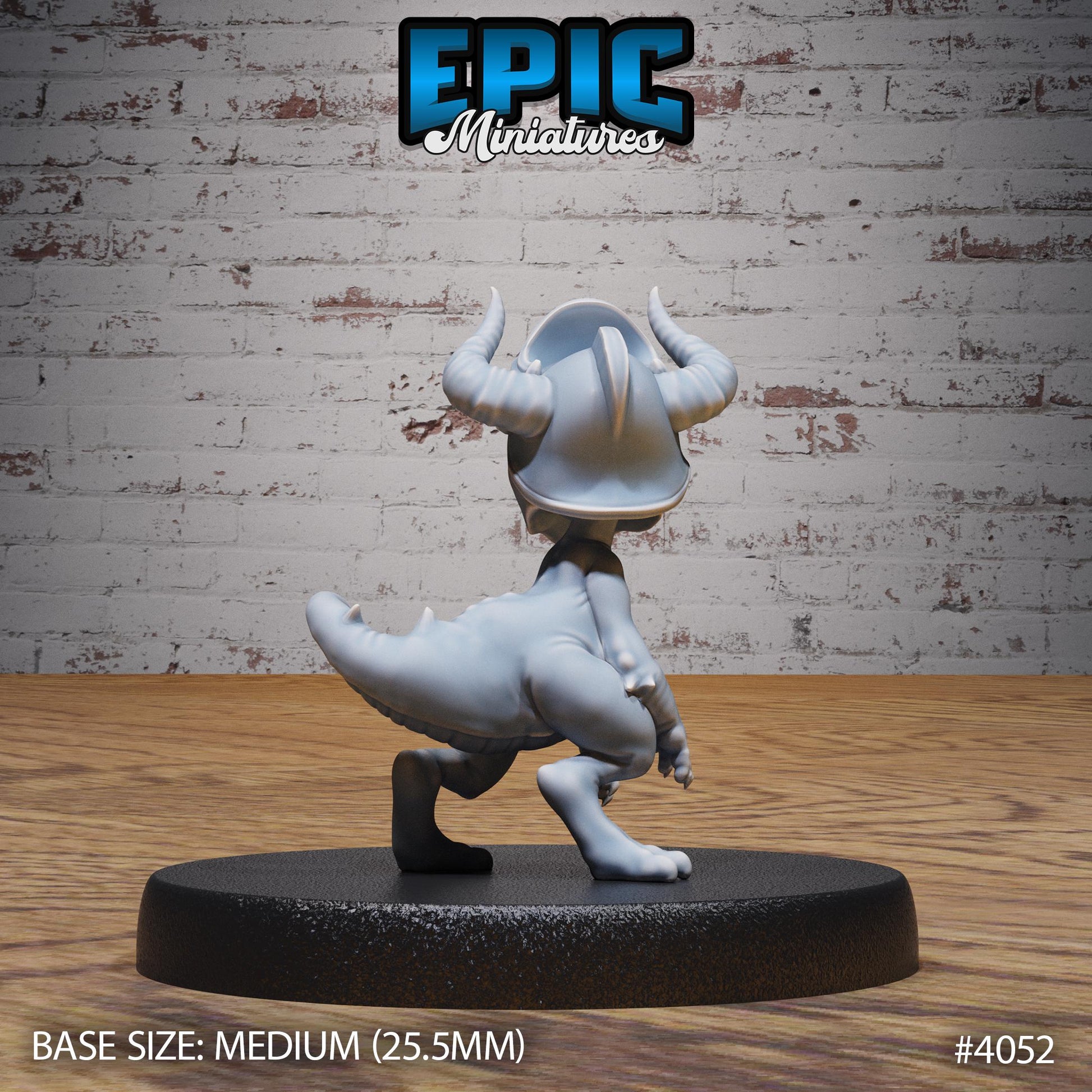 Dino Knight Miniature (Medium) | Premium DnD Minis High Quality Resin | Fantasy | Baby, Dinosaur, Armor, Bow, Helmet, Sword, Saurial