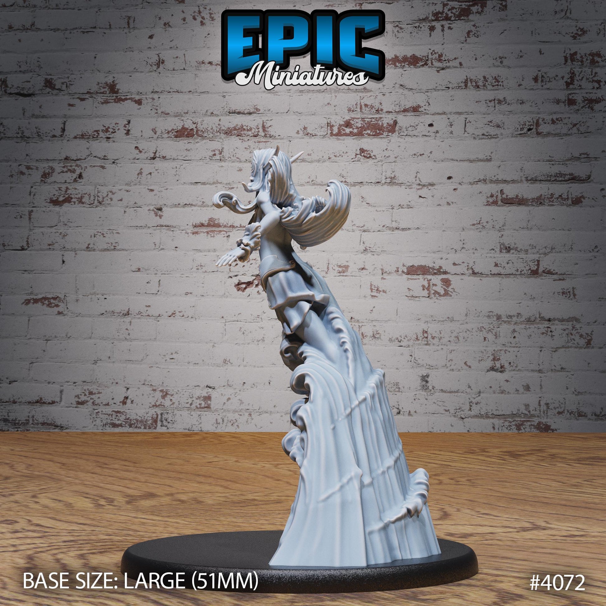 Water Elemental Female Miniature (Large) | Premium DnD Minis | High Quality Resin | Water, Waves, Trident, Woman, Genasi, Hero, Genasi