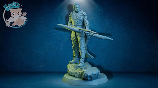 Gerobalt, Elf Ranger | TPK Lab Miniatures | Fantasy Tall Half-Elf | Regal Leather Armor, Hero, Bow, Arrow, Male