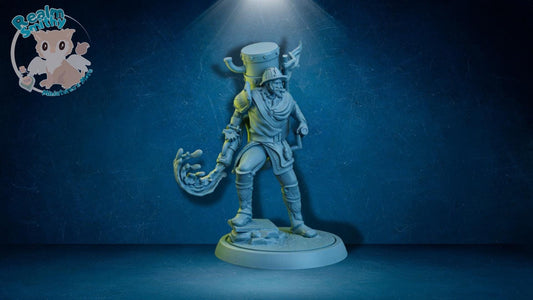 Ellis, Water Genasi Sorcerer | TPK Lab Miniatures | Fantasy Water Magic Miniature | Elemental Gun Soldier Male