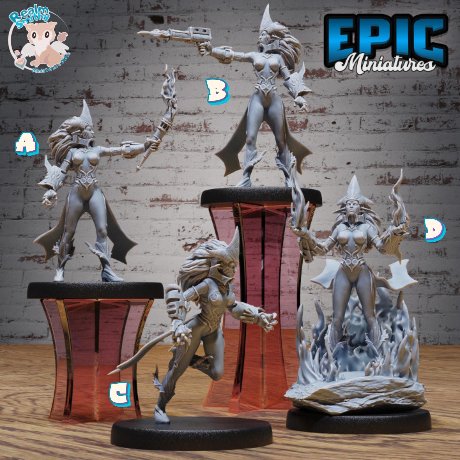 Fire Genasi Female (Medium) | Premium DnD Minis High Quality Resin | Fantasy, Torch Gun, Run, Flame, Pathfinder, Elemental, Artificer Pistol