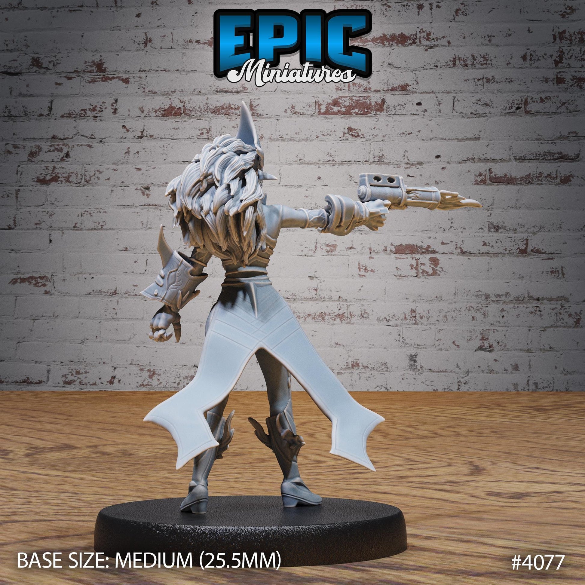 Fire Genasi Female (Medium) | Premium DnD Minis High Quality Resin | Fantasy, Torch Gun, Run, Flame, Pathfinder, Elemental, Artificer Pistol