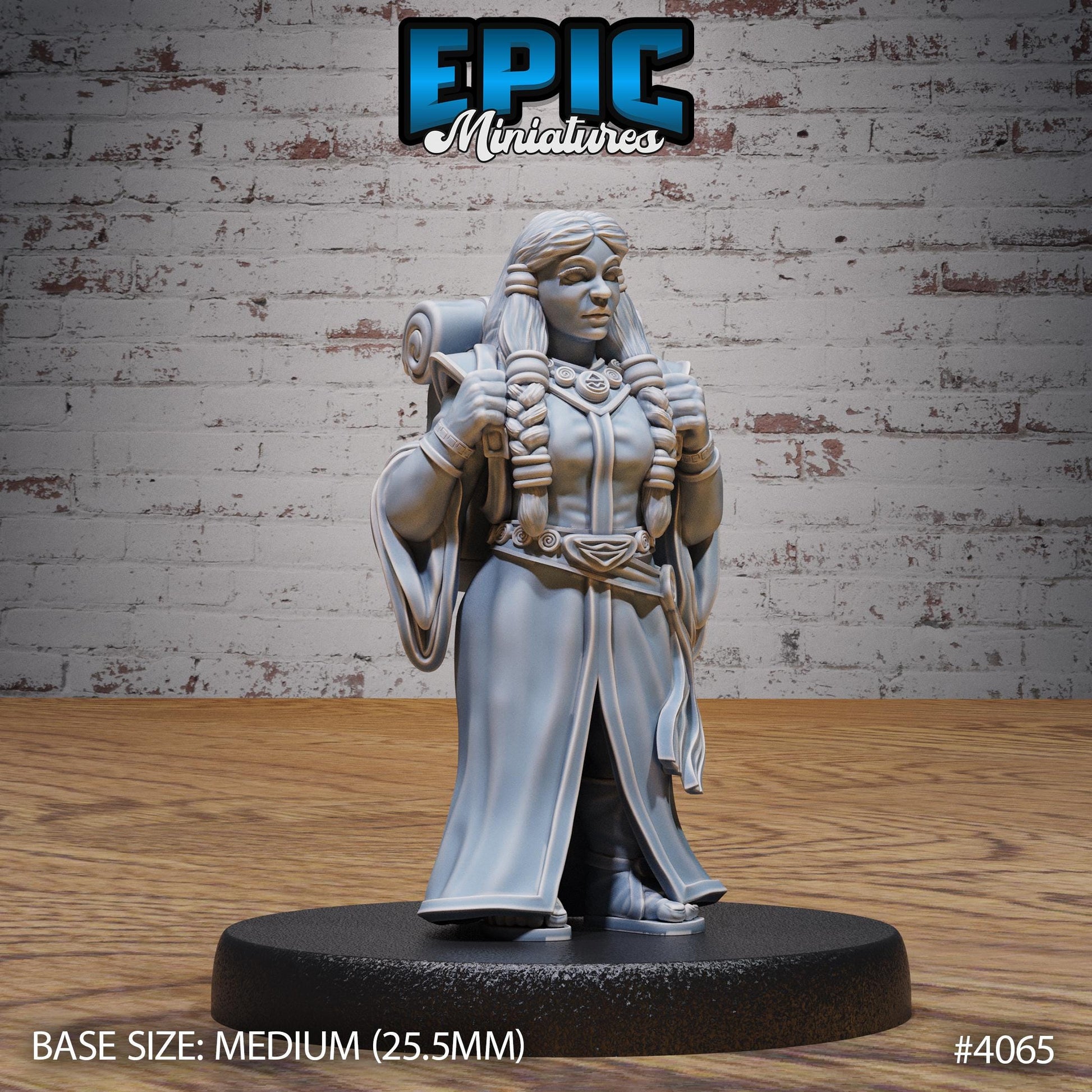 Female Dwarf Wind Mage Miniature (Medium) | Premium DnD Minis High Quality Resin | Fantasy | Hair, Magic, Knife, Rogue, Wizard, Stance