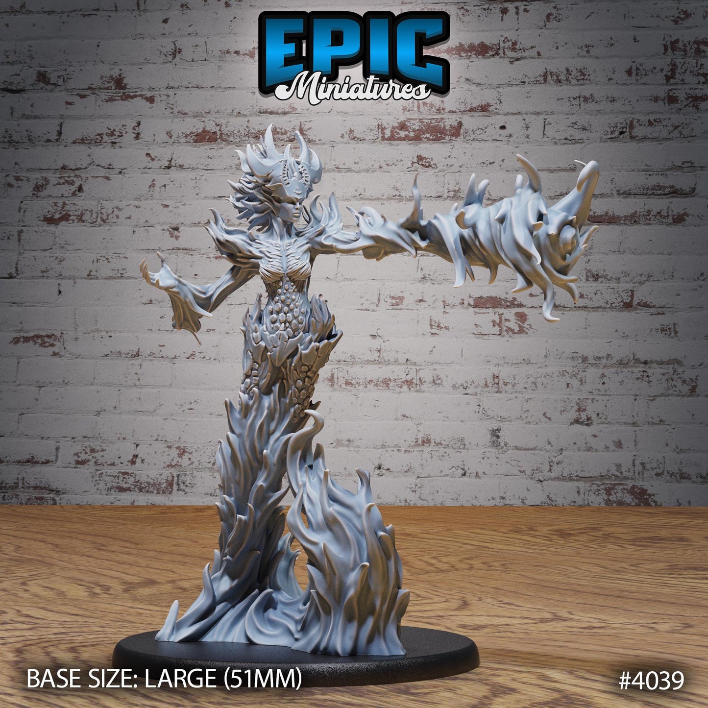 Female Fire Elemental Miniature (Large) | Premium DnD Minis | High Quality Resin Miniature | Fantasy, Flames, Sword, Magic. Ice