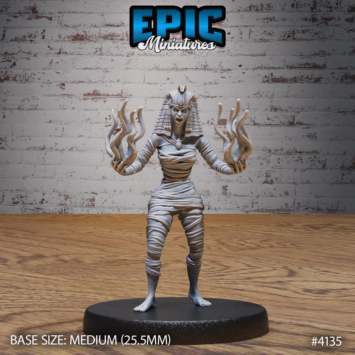 Female Cleopatra Mummy Lady Miniature (Medium) | Premium DnD Minis High Quality Resin | Fantasy, Snake, Staff, Woman, Egypt