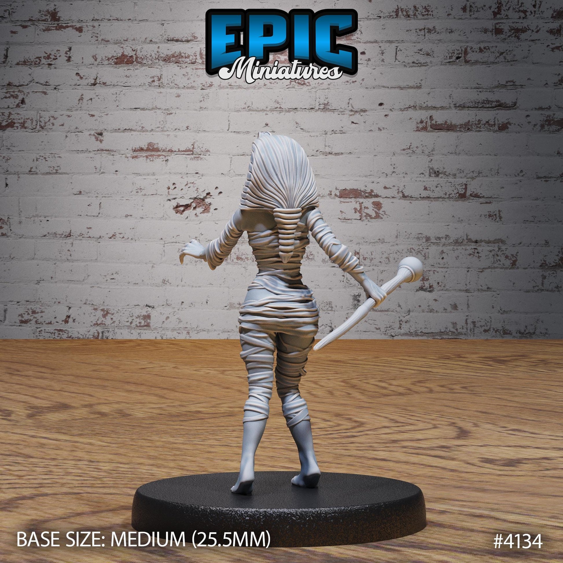Female Cleopatra Mummy Lady Miniature (Medium) | Premium DnD Minis High Quality Resin | Fantasy, Snake, Staff, Woman, Egypt