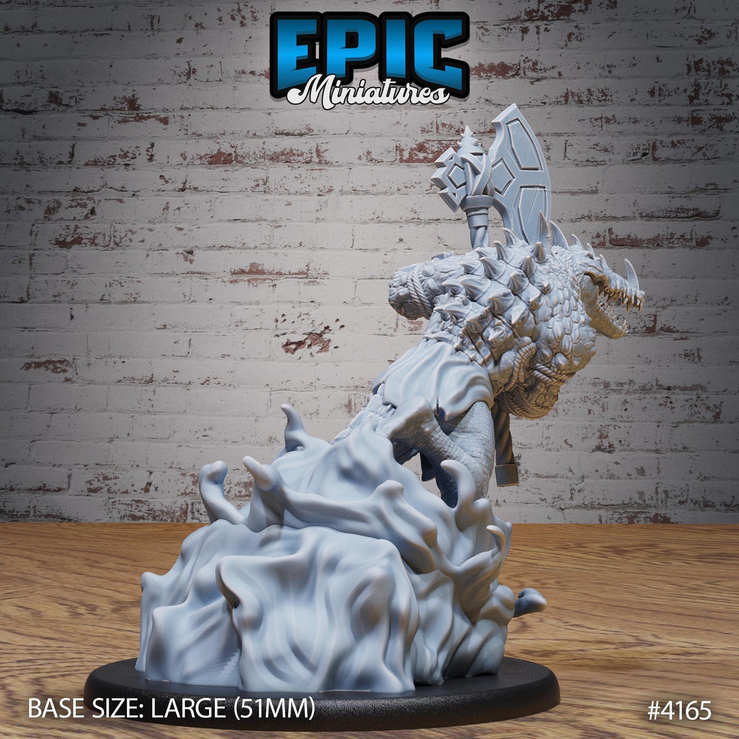 Crocodile Champion Miniature (Large) | Premium DnD Minis High Quality Resin | Beast, Alligator, Axe, Swim, Water, Swamp, Armor, Painted