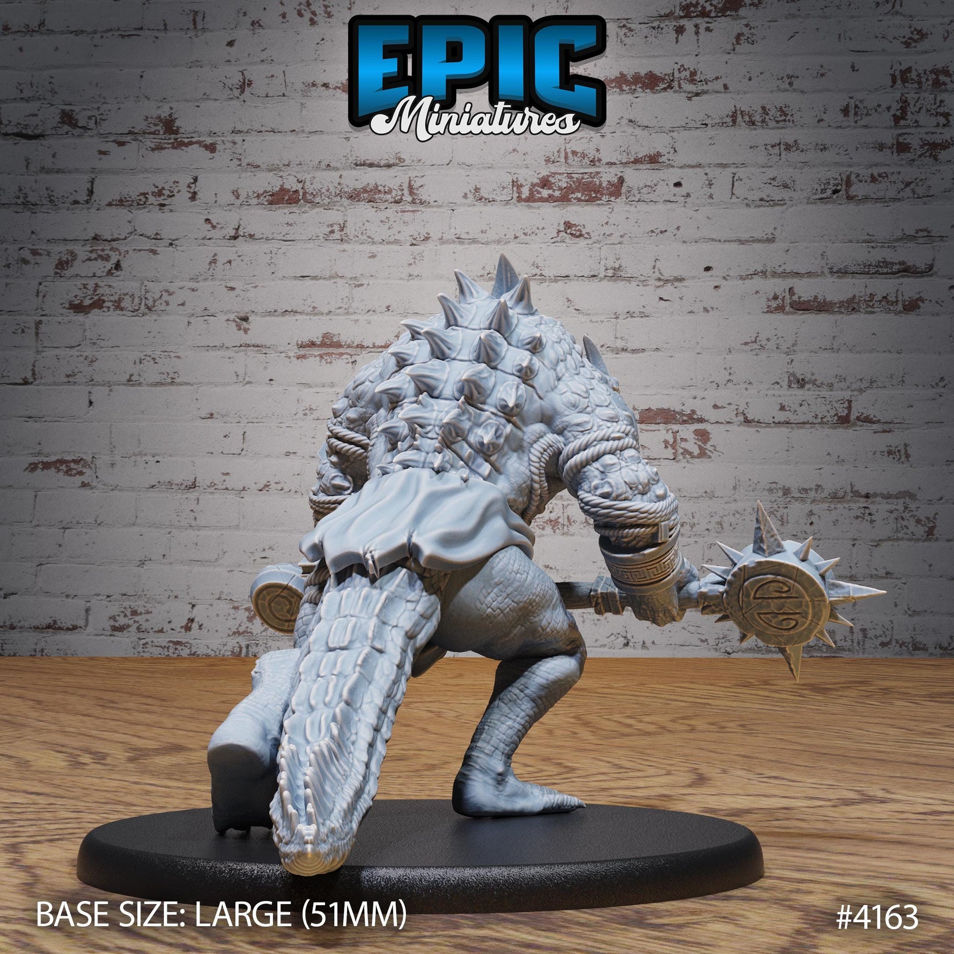 Crocodile Champion Miniature (Large) | Premium DnD Minis High Quality Resin | Beast, Alligator, Axe, Swim, Water, Swamp, Armor, Painted
