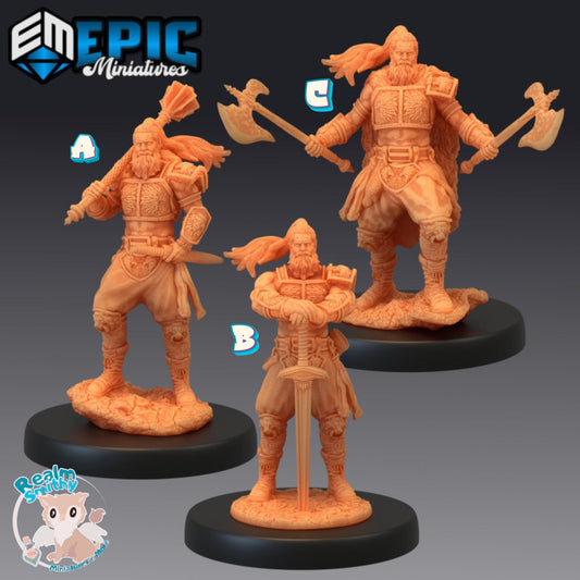Legendary Warrior Set / Viking Fighter / Human Barbarian | Premium DnD Minis with High Quality Resin | Knight, Warriors, Axes, Blades