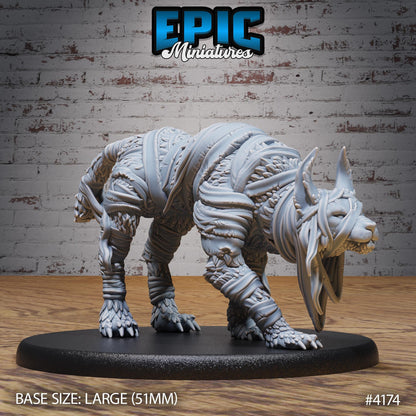 Lynx Mummy Miniature (Large) | Premium DnD Minis High Quality Resin | Beast, Anubis, Desert, Lion, Sphinx Pyramid Enemy, Pounce, Mummified