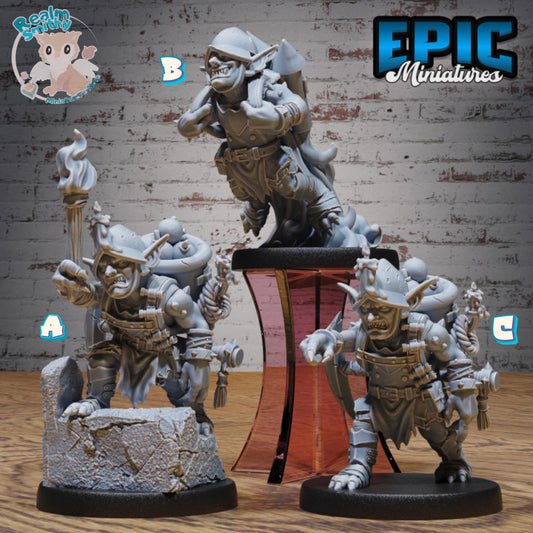Goblin Miner (Medium) | Premium DnD Minis with High Quality Resin | Fantasy Male Goblin Gnome Miner | Rocket, Torch, Helmet, Bombs, Jetpack