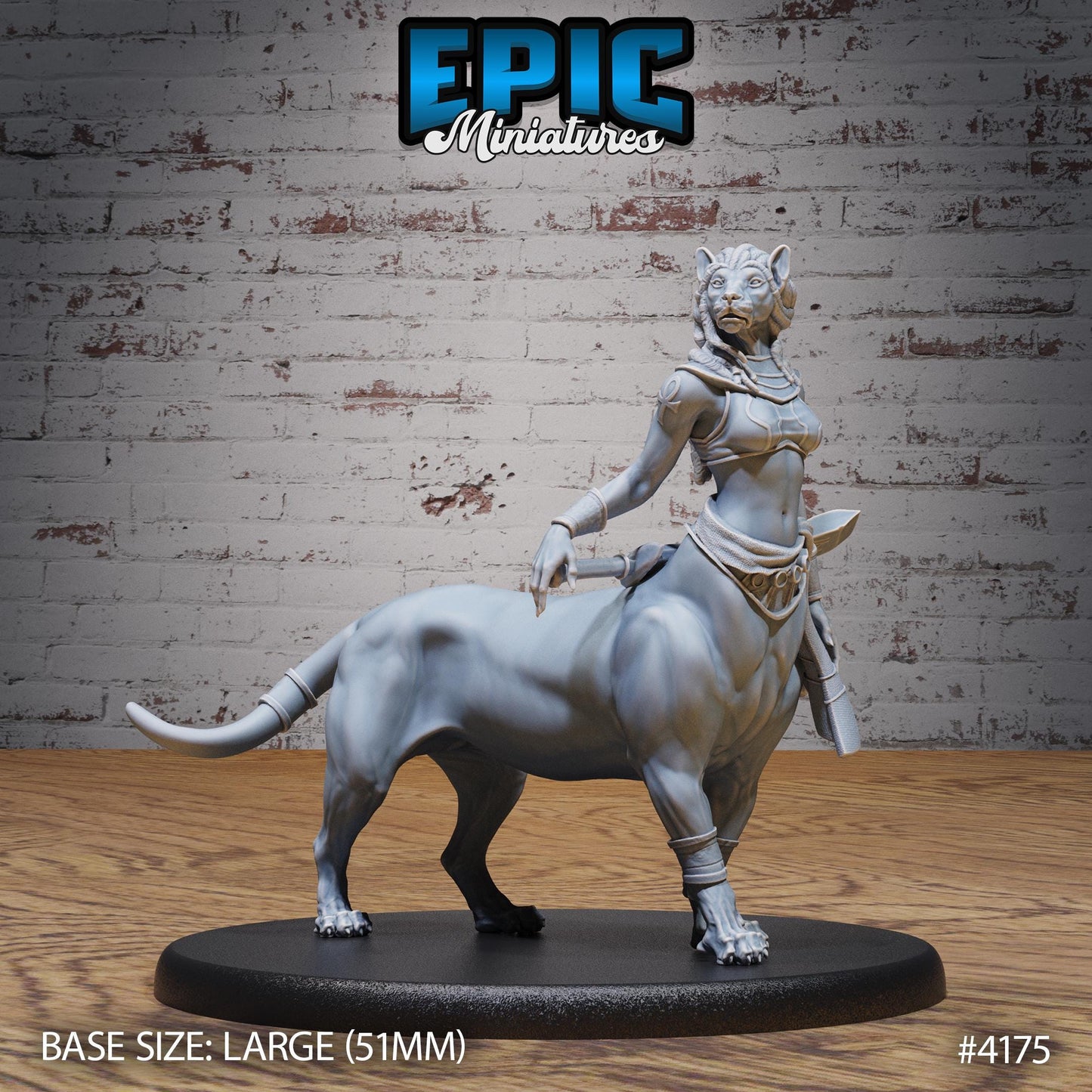 Female Lion Centaur Bastet Devotee Miniature (Large)| Premium DnD Minis High Quality Resin | Beast, Sphinx, Sword, Lion, Desert, Cat, Spear