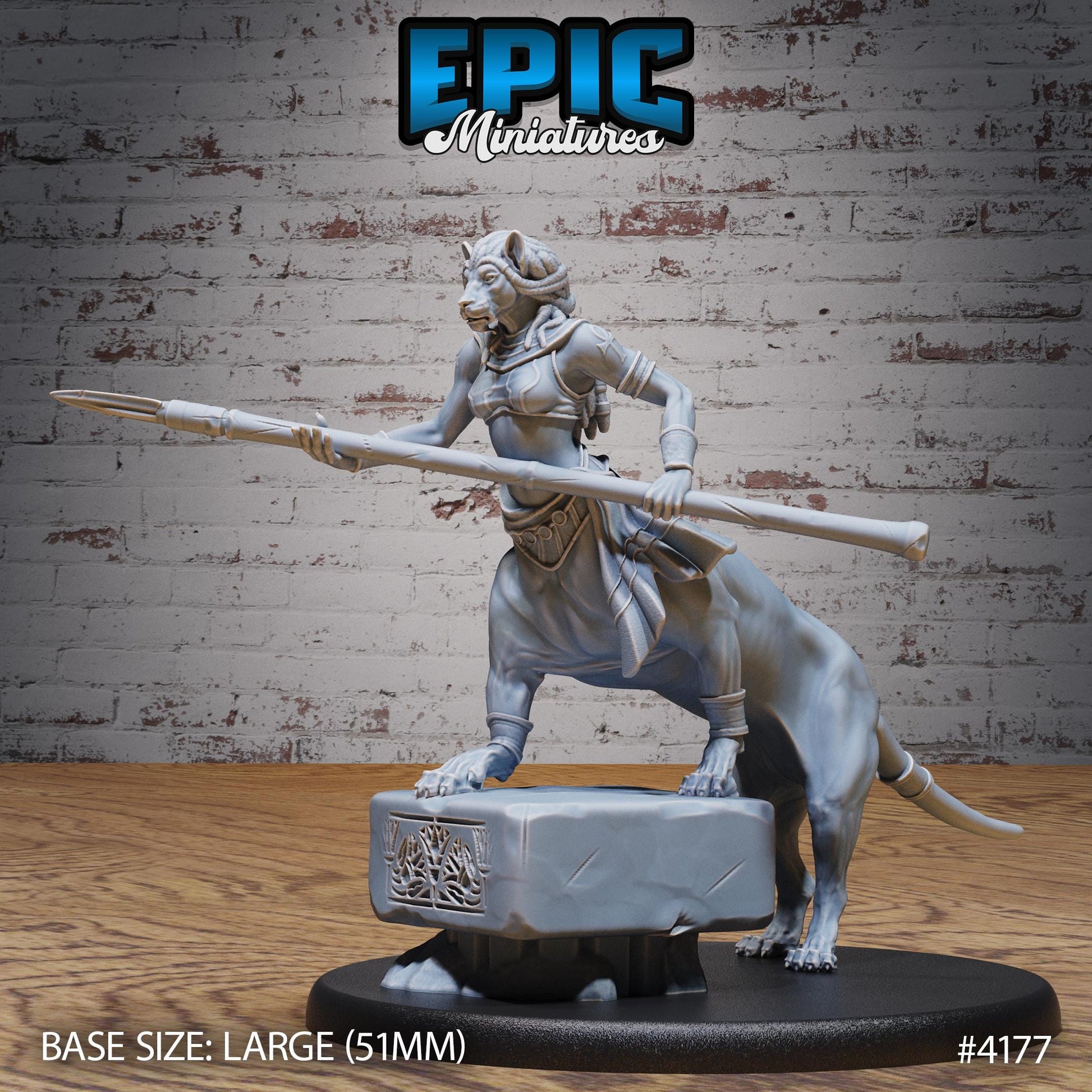 Female Lion Centaur Bastet Devotee Miniature (Large)| Premium DnD Minis High Quality Resin | Beast, Sphinx, Sword, Lion, Desert, Cat, Spear