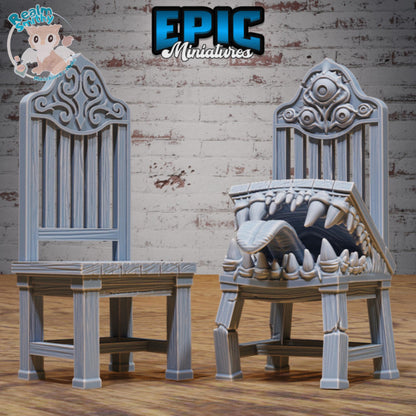Mimic Chairs (Normal & Mimic) | Premium DnD Minis | High Quality Resin | Chair, Beast, Medium, Mimics, Encounter, Furniture, Tongue, Teeth