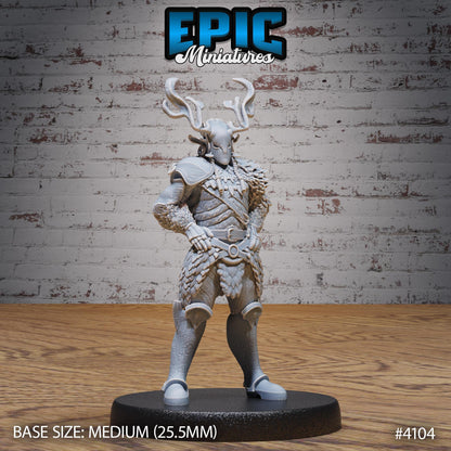 Male Woodland Knight Miniature (Medium) | Premium DnD Minis High Quality Resin | Fantasy, Druid, Antlers, Ranger, Bow, Crouch