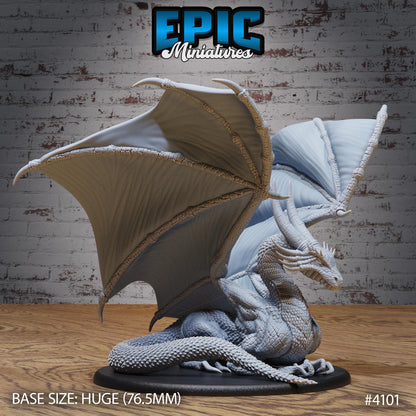 Storm Dragon Miniature (Huge) | Premium DnD Miniatures | High Quality Resin | Wyrm, Wyvern Wings, Lightning, Resting, Attacking, Massive