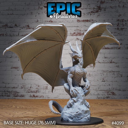 Storm Dragon Miniature (Huge) | Premium DnD Miniatures | High Quality Resin | Wyrm, Wyvern Wings, Lightning, Resting, Attacking, Massive