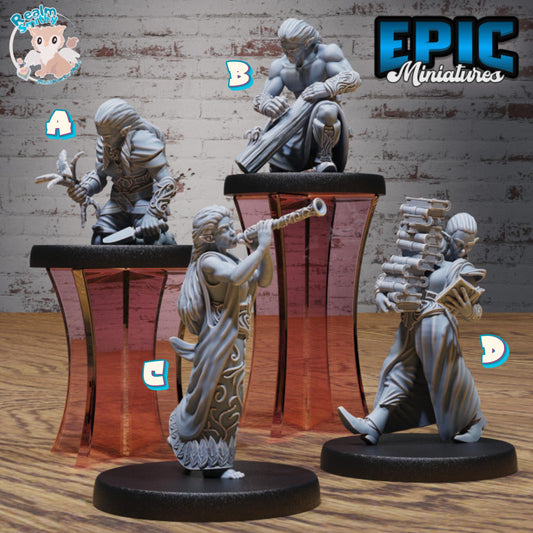 Elf Villager Miniatures B (Medium) | Premium DnD Minis High Quality Resin | Fantasy, Scholar, Woodworker, Bard, Gardener, Trumpet, Librarian