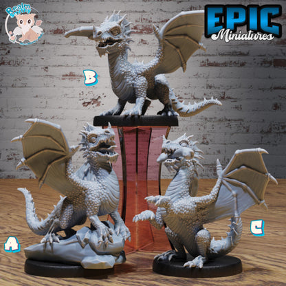 Green Dragon Wyrmling Miniature (Medium) | Premium DnD Minis High Quality Resin | Fantasy | Baby, Adorable, Cute, Eating Wyvern, Dragonling