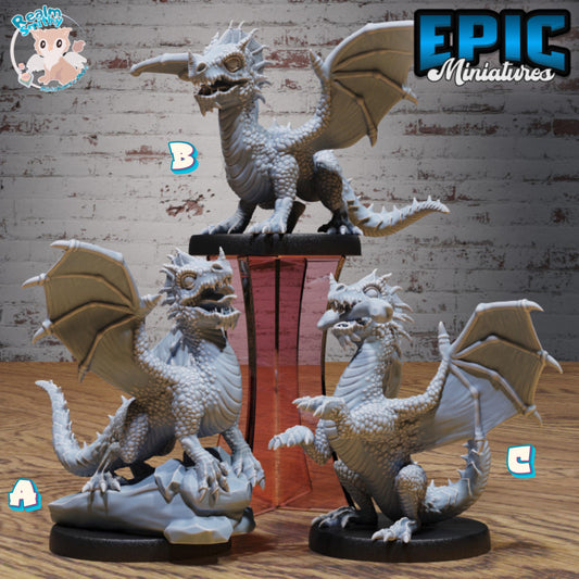Green Dragon Wyrmling Miniature (Medium) | Premium DnD Minis High Quality Resin | Fantasy | Baby, Adorable, Cute, Eating Wyvern, Dragonling