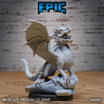 Green Dragon Wyrmling Miniature (Medium) | Premium DnD Minis High Quality Resin | Fantasy | Baby, Adorable, Cute, Eating Wyvern, Dragonling