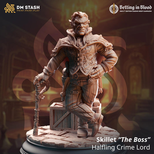 Skillet "The Boss" - Halfling Crime Lord (Medium) | 32mm Hero Scale | Premium DnD Miniature High Quality Resin | DM Stash