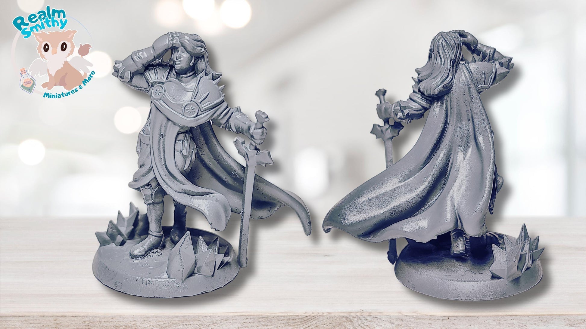 Male Human Paladin | TPK Lab Miniatures | Fantasy Male with Charismatic Pose | Male Sword Long Hair Barbarian