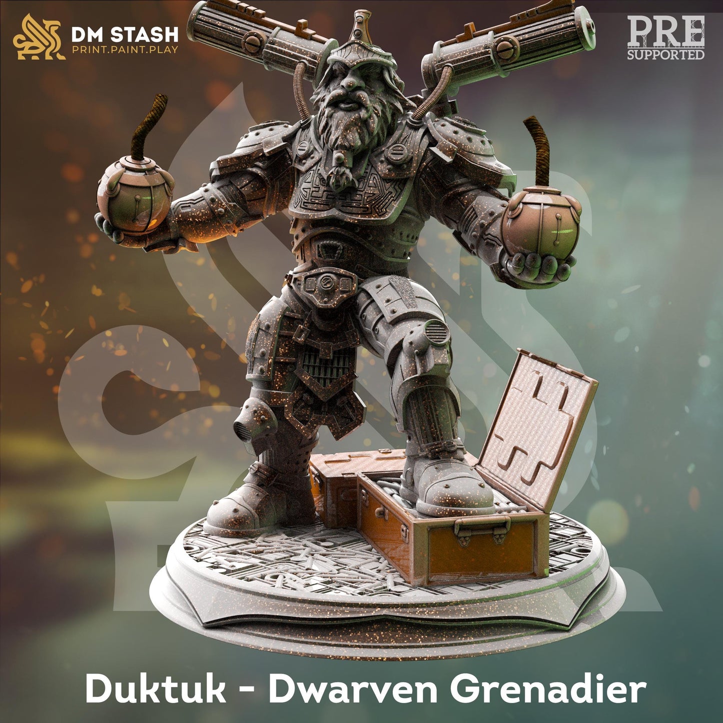 Duktuk - Dwarven Grenadier (Medium) | 32mm Hero Scale | Premium DnD Miniature High Quality Resin | DM Stash