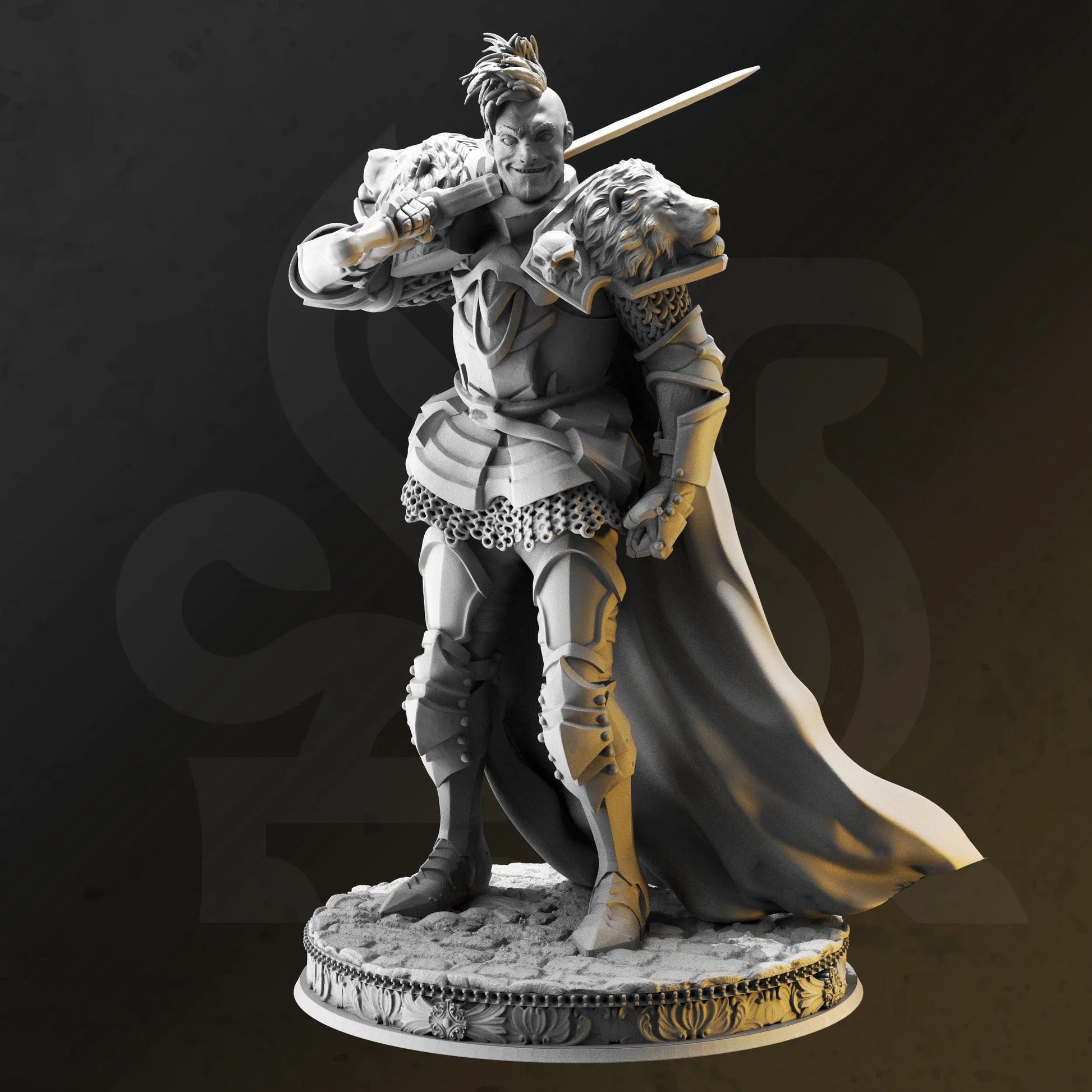 Champion Of The Claw - Pride (Medium) | 32mm Hero Scale | Premium DnD Miniature High Quality Resin |DM Stash| Male Fighter, Cape, Sword