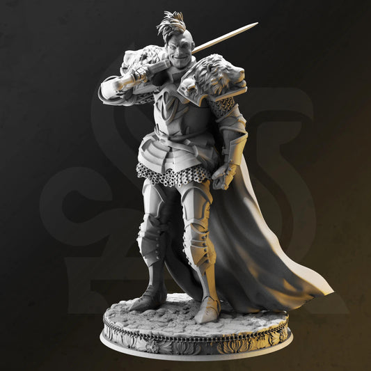 Champion Of The Claw - Pride (Medium) | 32mm Hero Scale | Premium DnD Miniature High Quality Resin |DM Stash| Male Fighter, Cape, Sword