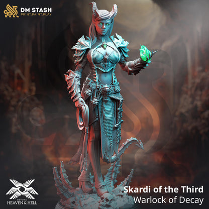 Tiefling Fiend Warlock - Skardi of the Third (Medium) | 32mm Hero Scale | Premium DnD Miniature High Quality Resin |DM Stash| Sorceress