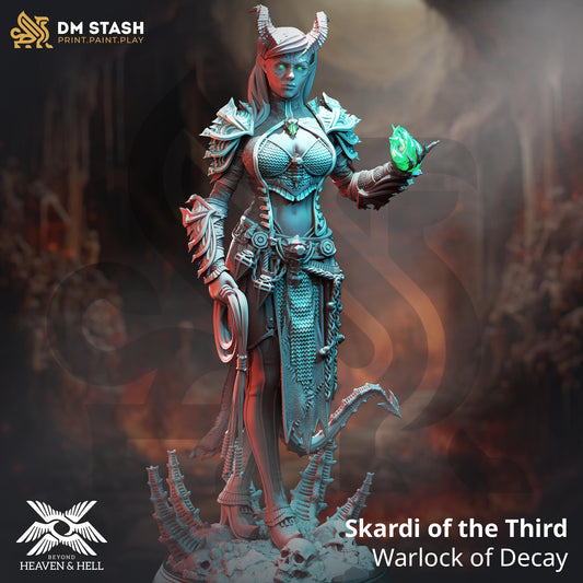 Tiefling Fiend Warlock - Skardi of the Third (Medium) | 32mm Hero Scale | Premium DnD Miniature High Quality Resin |DM Stash| Sorceress