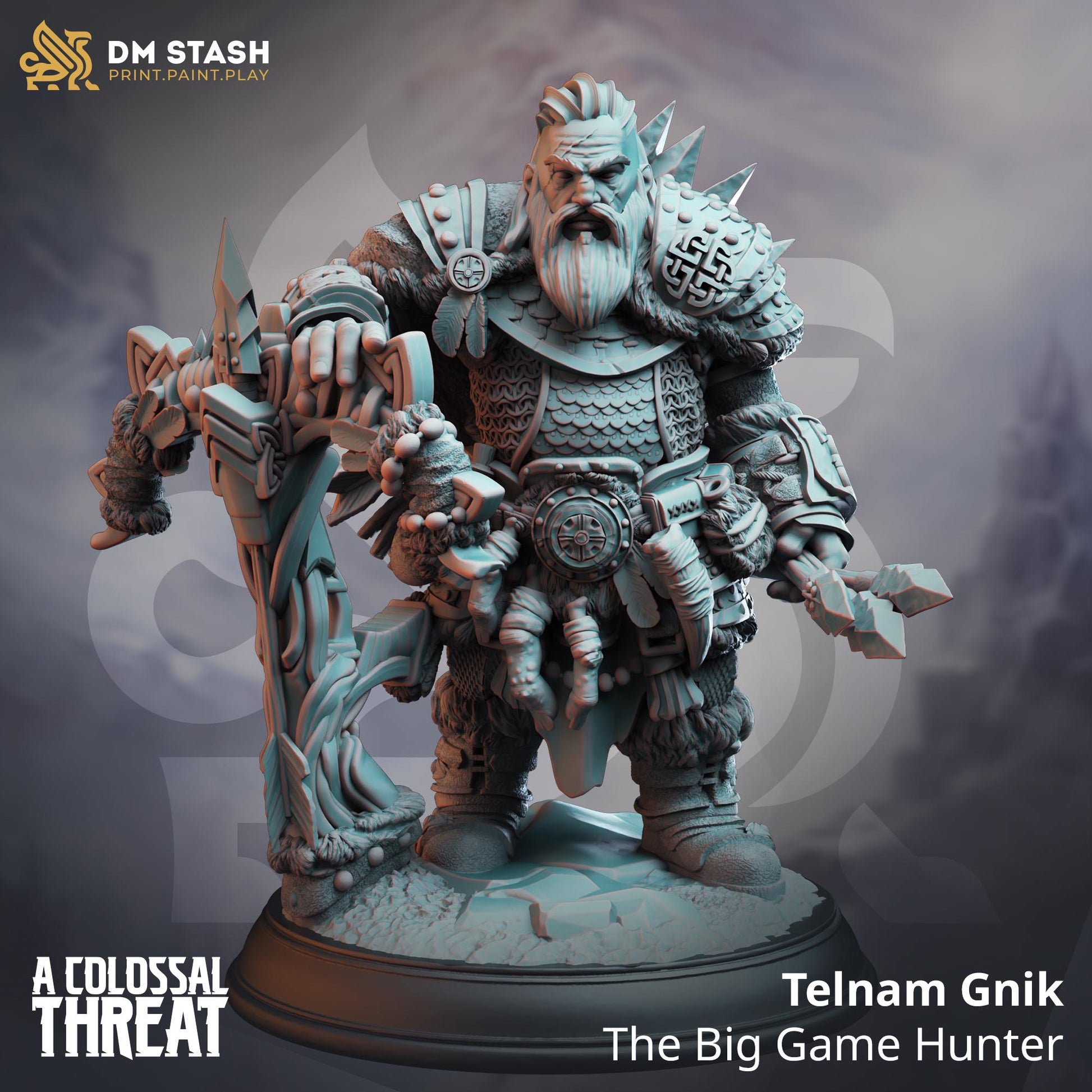 Dwarf Monster Slayer Ranger - Telnam Gnik (Medium) | 32mm Hero Scale | Premium DnD Miniature High Quality Resin |DM Stash| Male, Dwarves