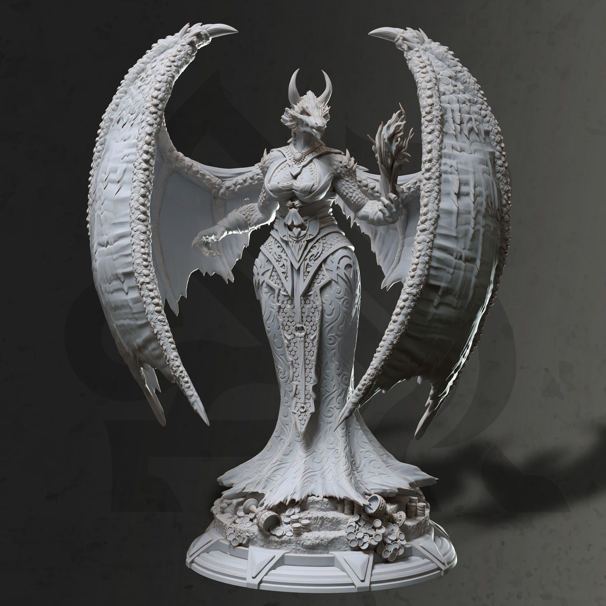 Dragon Warlock - Tharvaya (Medium) | 32mm Hero Scale | Premium DnD Miniature High Quality Resin | DM Stash