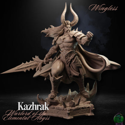 Kazhrak, Warlord of the Elemental Abyss (Winged or Wingless) (Large) | TPK Lab Miniatures | Archdevil Devil Lord