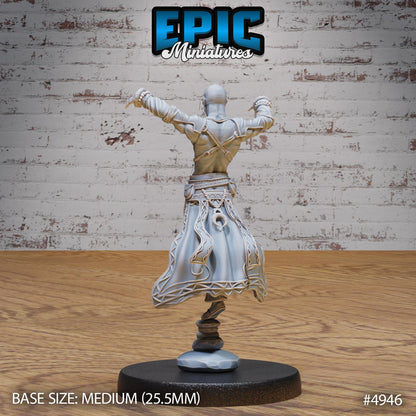 Monk Adventurer Male (Medium) | Premium DnD Minis High Quality Resin | Chain, Asian, Bald, Magic, Kung Fu, Hero, Man, Elf, Human, Cape