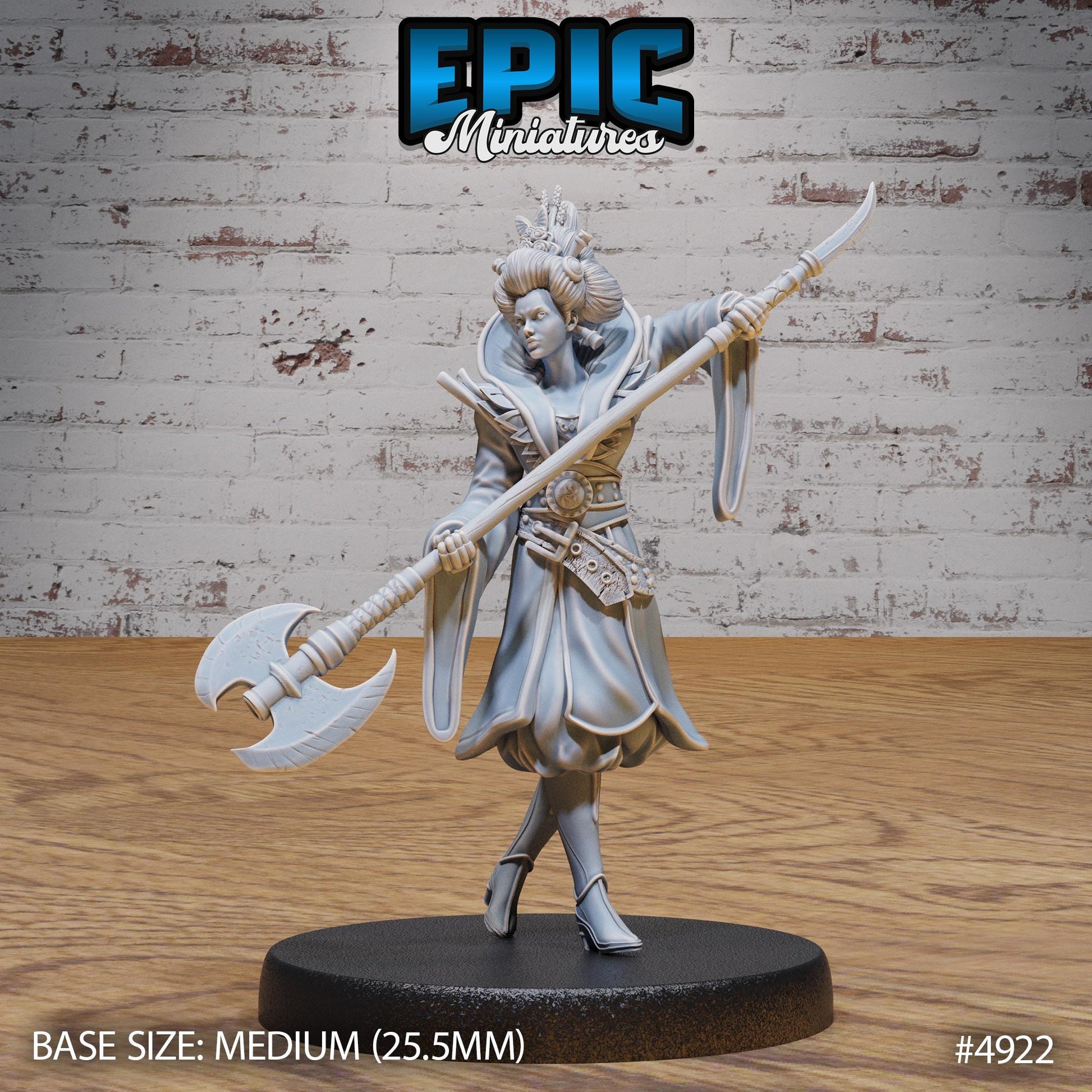 Warrior Empress (Medium) | Premium DnD Minis High Quality Resin | Female, Asian, Axe, Sword, Fighter, Japan, Japanese, Chinese, China, Hair