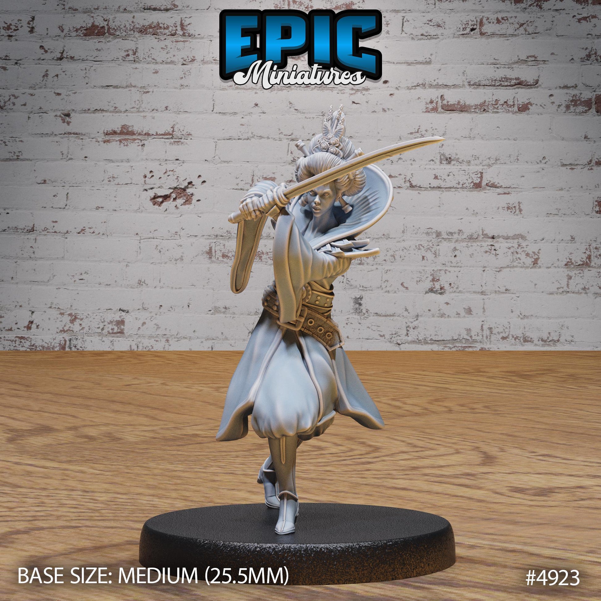 Warrior Empress (Medium) | Premium DnD Minis High Quality Resin | Female, Asian, Axe, Sword, Fighter, Japan, Japanese, Chinese, China, Hair