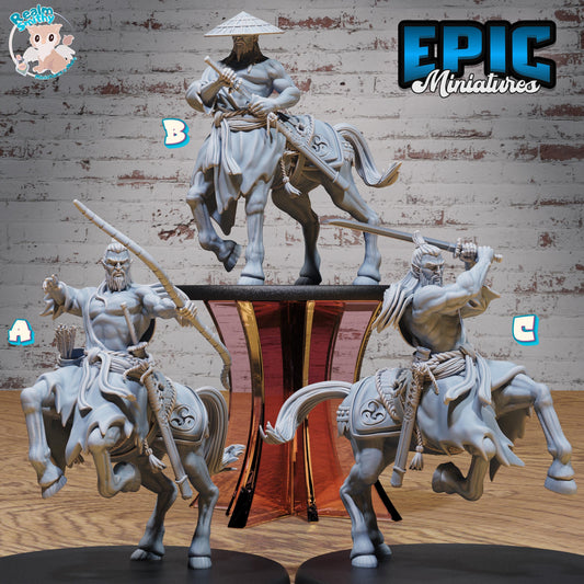 Bushi Centaur (Large) | Premium DnD Minis High Quality Resin | Asian, Asia, Male, Horse, Sword, Fighter, Ranger, Straw Hat, Japanese, Japan