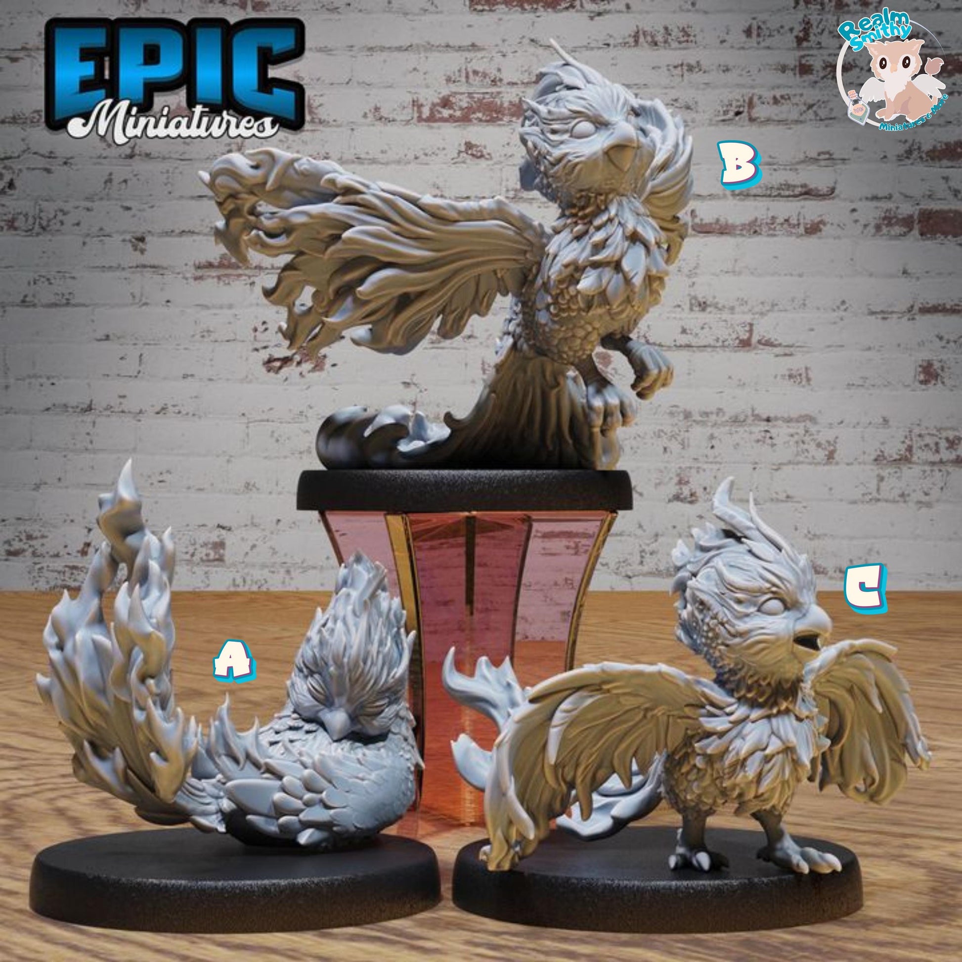 Phoenix Hatchling (Medium) | Premium DnD Minis High Quality Resin | Baby, Wyrmling, Toddler, Cute, Adorable, Beast, Fire Monster, Creature